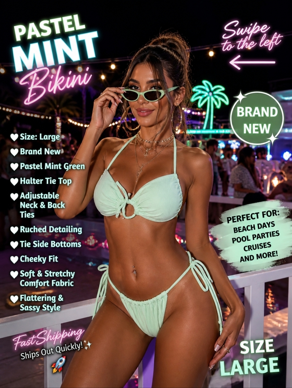 Mint Green Ribbed Bikini